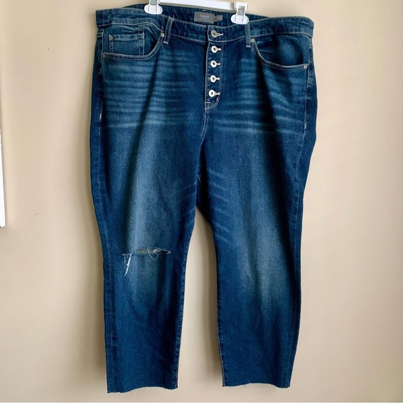 Torrid Super high rise 5 button raw hem cropped denim jeans size 22 Short EUC - Picture 1 of 5